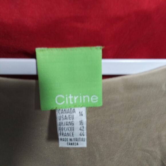 Citrine Green Tan Pants Set Business Casual Safari 2 Piece Set Size 14 - Picture 13 of 16